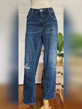 Pilcro Slim Boyfriend Crop distressed Strait Leg Mid High Rise Size 31tall